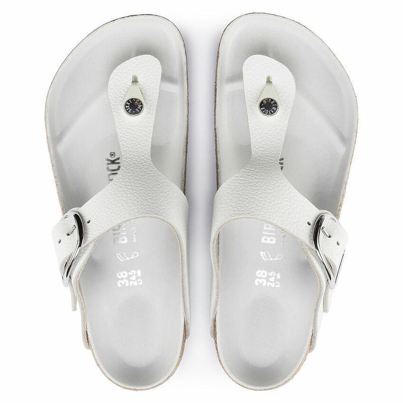 Birkenstock Big Přezkou Læder Gizeh Dame Hvide | DK 425RVD